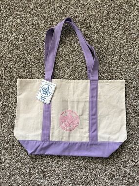 1 Large Lavender Trader Joe's Canvas Tote Bag